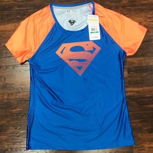 NWT Under Armour Blue and Orange Superwoman Shirt